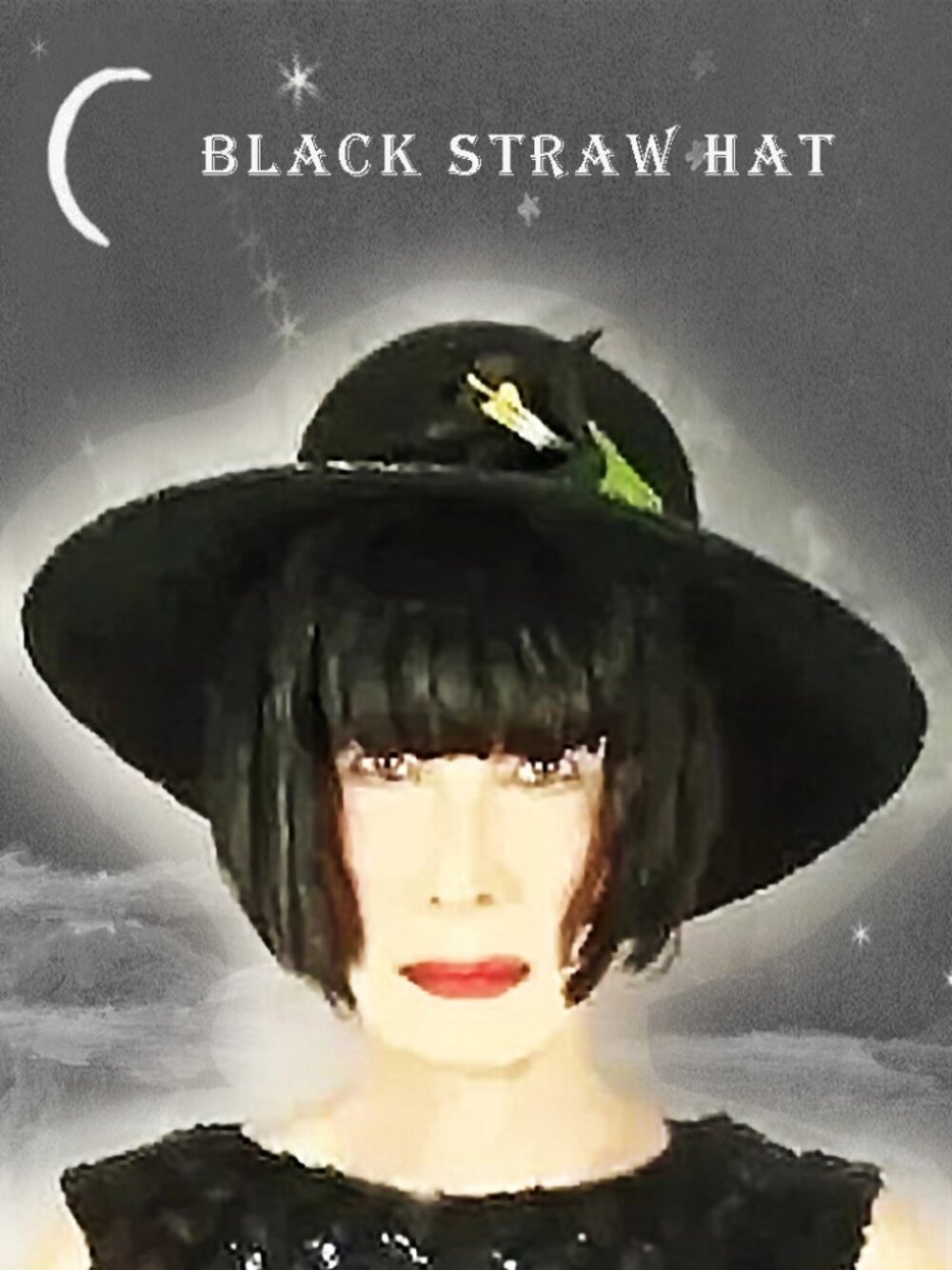 Black Straw Hat Wide Brim Vintage Summer Headwear European Riviera Elegance